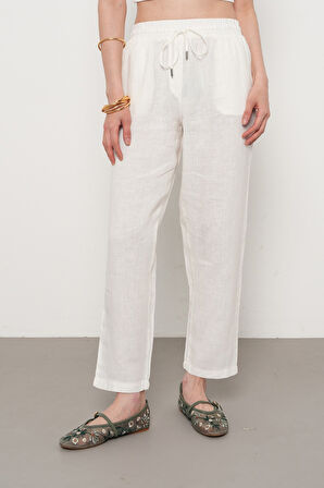 KADIN %100 İNCE KETEN REGULAR KALIP PANTOLON