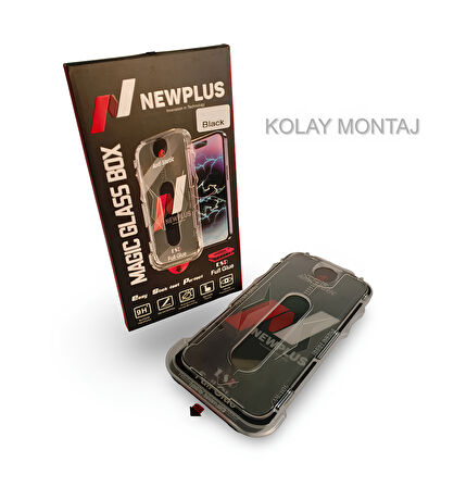 Apple iPhone 14 PRO MAX Uyumlu Çekmeli Kolay Montaj Kırılmaz Cam Ekran Koruyucu Full Hd - NEWPLUS 9H