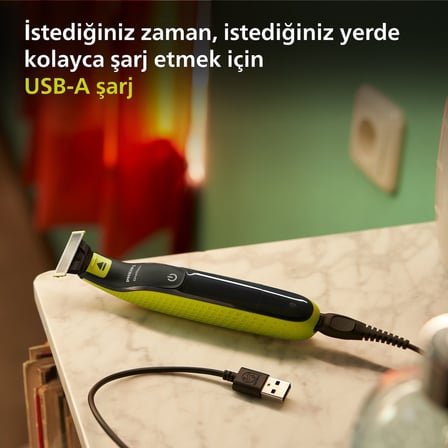  Philips OneBlade QP2724/20 Yüz Hibrit Tıraş Makinesi, Islak & Kuru, 5'i 1 Arada Sakal Tarağı