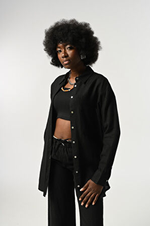 KADIN %100 KETEN TEK CEPLİ GÖMLEK