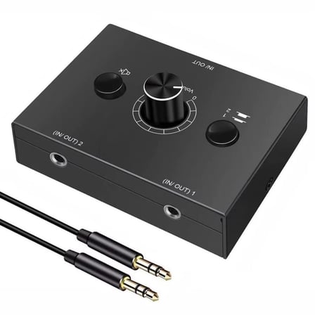 6077 Ses Kulaklık Hoparlör 2 Port Aux Switch Çoklayıcı Çevirici 3.5mm Stereo Audio Seçici.