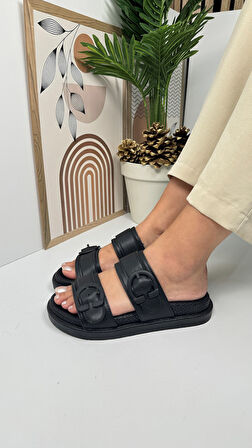 Günlük Kadın Terlik Çift Ayarlanabilir Tokalı Yumuşak Rahat Kalın Taban Hafif Ayakkabı 6658