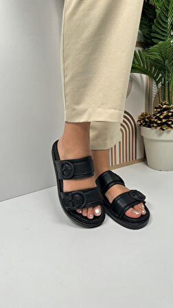 Günlük Kadın Terlik Çift Ayarlanabilir Tokalı Yumuşak Rahat Kalın Taban Hafif Ayakkabı 6658