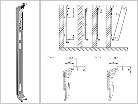 Panel Radyatör ayağı Duvara Montaj Konsolu 60 cm yaylı konsol