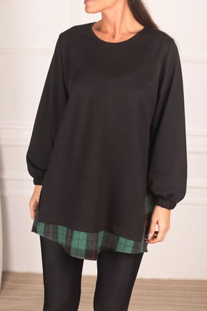Kadın Haki Sırtı Ekose Desen Sweatshirt ARM-21K024045