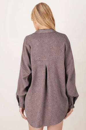 Kadın Açık Kahve Oversize Kaşe Cepli Gömlek Arm-22y001156