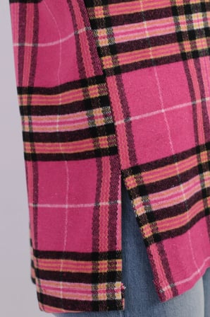 Kadın Pembe-Siyah Erkek Yaka Yanları Yırtmaçlı Oversize Ceket ARM-26K001009