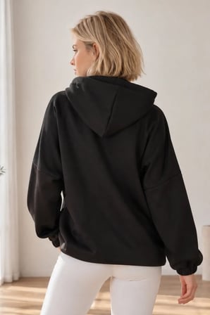 Kadın Siyah Kapüşonlu Oversize Sweatshirt ARM-27K001009