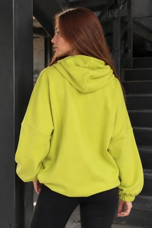 Kadın Fıstık Yeşili Kapüşonlu Oversize Sweatshirt ARM-27K001009