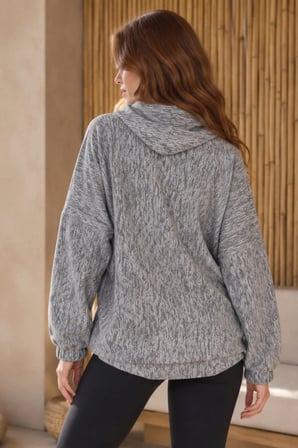Kadın Gri Kapüşonlu Oversize Sweatshirt ARM-27K001009
