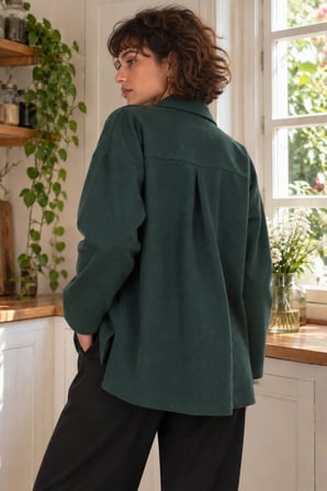 Kadın Koyu Yeşil Erkek Yaka Yanları Yırtmaçlı Oversize Ceket ARM-26K001009