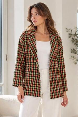 Kadın Fıstık Yeşili Erkek Yaka Yanları Yırtmaçlı Oversize Ceket ARM-26K001009