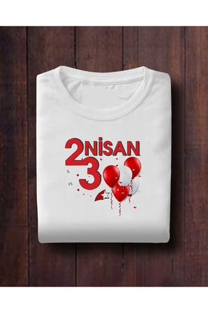 23 Nisan Çocuk Bayramı Kırmızı Balonlar  Tasarım Yetişkin Unisex Beyaz T-shirt