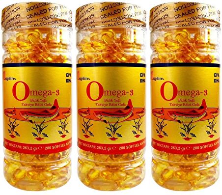 Sapphire Omega 3 1000 Mg Balık Yağı 3x200 Softgel