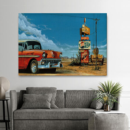 Kırmızı Klasik Araba Tablosu-6660