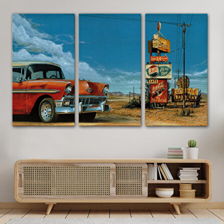 Kırmızı Klasik Araba Tablosu-6660