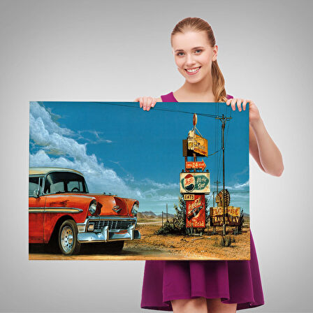 Kırmızı Klasik Araba Tablosu-6660