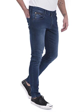 Erkek Slim Fit Düz Renk Likralı Jean Kot Pantolonu