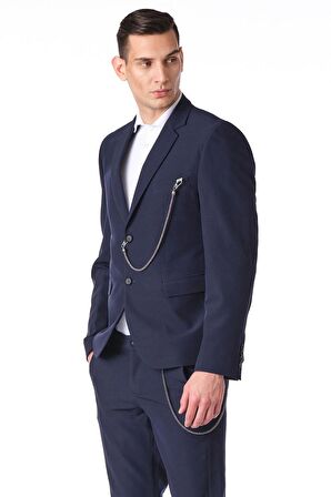 CEKMON Erkek Regular Fit Zincir Detaylı Blazer Rahat Klasik Ceket