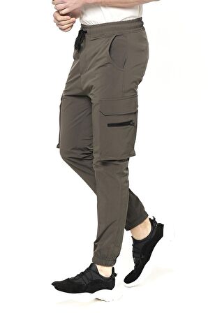 Erkek Paraşüt Kumaş Kargo Cepli Paçası Lastikli Spor Jogger Pantolon