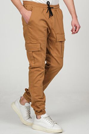 Erkek Kargo Cepli Beli ve Paçası Lastikli Jogger Pantolon