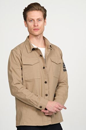 Erkek Regular Fit Çok Cepli Pamuklu Spor Kot Gömlek Ceket