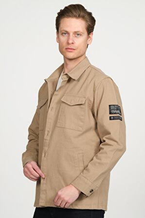 Erkek Regular Fit Çok Cepli Pamuklu Spor Kot Gömlek Ceket