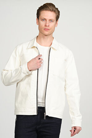 Erkek Regular Fit Fermuarlı Gabardin Spor Gömlek Ceket