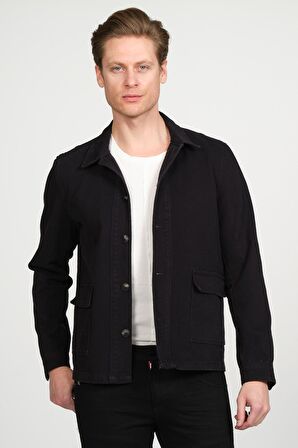 Erkek Regular Fit Düğmeli Gabardin Spor Gömlek Ceket