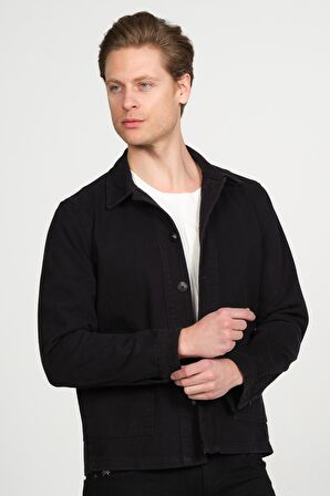 Erkek Regular Fit Düğmeli Gabardin Spor Gömlek Ceket