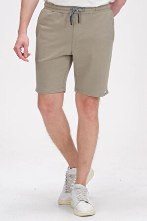 Erkek Beli Lastikli Bağcıklı Cepli İki İplik Pamuk Rahat Spor Örme Şort