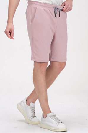 Erkek Beli Lastikli Bağcıklı Cepli İki İplik Pamuk Rahat Spor Örme Şort