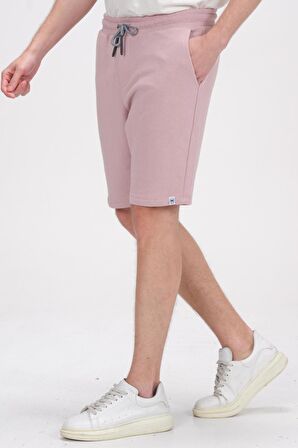 Erkek Beli Lastikli Bağcıklı Cepli İki İplik Pamuk Rahat Spor Örme Şort