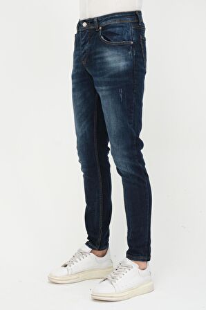 Erkek Slim Fit Taş Yıkamalı Likralı Jean Kot Pantolon