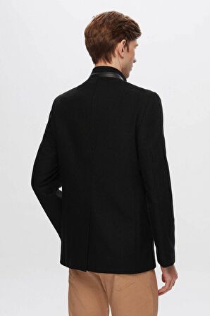 Ds Damat Regular Fit Siyah Dik Yaka Kaşe Kaban 1HCK78ORT5033