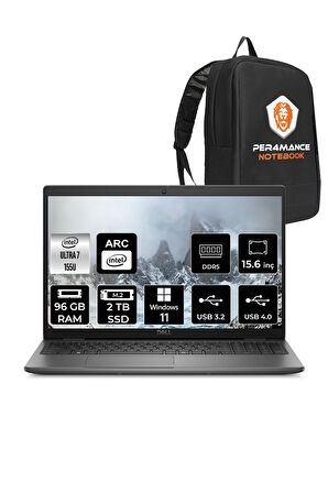 DELL Latitude 3550 Ultra 7 155U 96GB 2TB SSD 15.6'' FHD W11H Taşınabilir Bilgisayar & PER4 ÇANTA