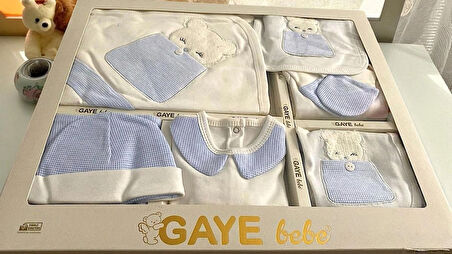 UNİSEX 0-3 AY BEBEKLERE GAYE ORGANİK PAMUK  AYICIK NAKIŞLI VE CEPLİ 10 LU PREMİUM SET