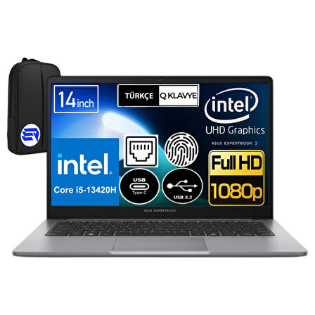 Asus  Expertbook P1 P1403CVA-I58512G1DEP8 I5-13420H 8gb 1tb SSD 14" Fullhd WIN11 Pro + Elektropasaj Çanta