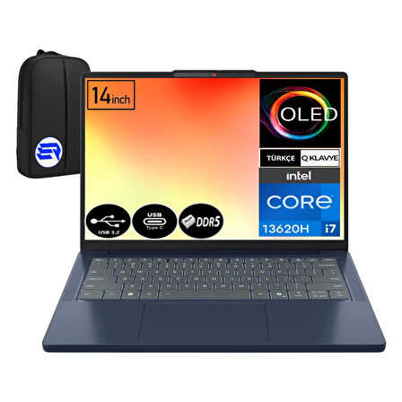 Lenovo Ideapad Slim 3 Intel Core İ7-13620H 24GB Ram 512GB SSD WIN11 Pro 14'' Inç OLED Ekran 83K00018TREP1 + Elektropasaj Çanta