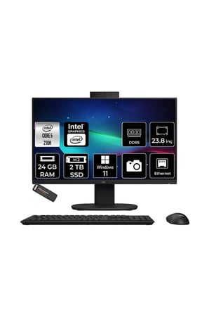 V440 Intel Core 5 210H 24GB 2TB SSD 23.8" FHD 100Hz W11P All in One Bilgisayar & PER4 USB