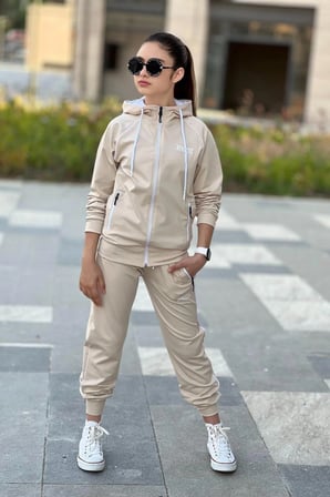 Kız Çocuk Scuba Atheletic Reglan Kol Kapüşonlu Dalgıç Kumaş Eşofman Takımı ESF7027