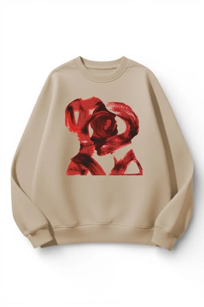 Unisex Yumuşak Dokulu İki İnsan Tutku Baskılı Tasarım Oversize 3 İplik Bisiklet Yaka Sweatshirt