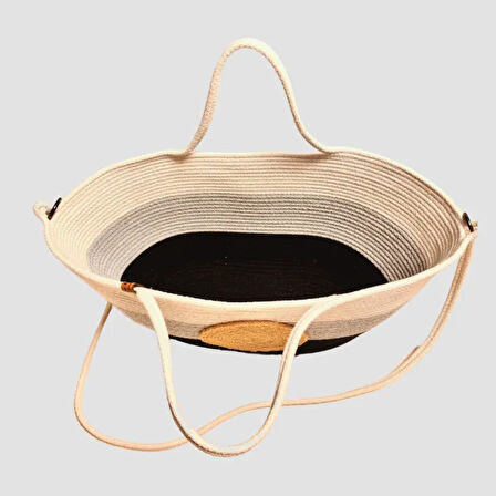 Uretti - Şenay 1451 - El Yapımı Tress İp Plaj Çanta 25cm - Gri