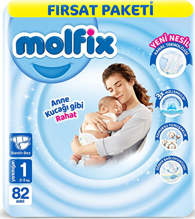 Molfix Bebek Bezi 1 Numara Fırsat Paketi Yenidoğan 82 Adet
