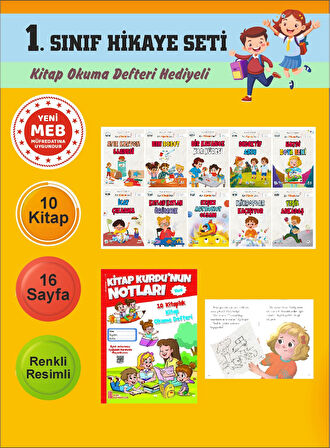 1.Sınıflar İçin Okumayı Sevdiren 10 lu Hikaye Seti 4 (Kitap Okuma Defteri Hediyeli)