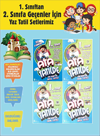 1.Sınıftan 2.Sınıfa Geçenler İçin Ata Tatilde Seti 2024 (4 Kitap)