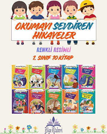 1. Sınıf Okumayı Sevdiren Renkli Resimli Hikayeler - 10 Kitap