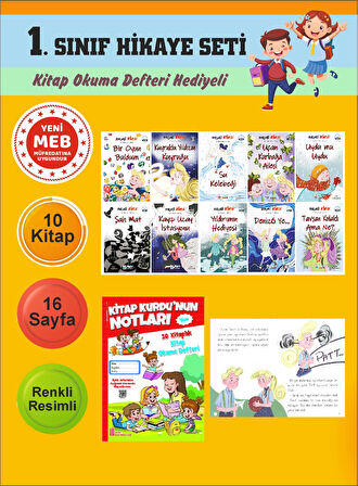 1.Sınıflar İçin Okumayı Sevdiren 10 lu Hikaye Seti 5 (Kitap Okuma Defteri Hediyeli)