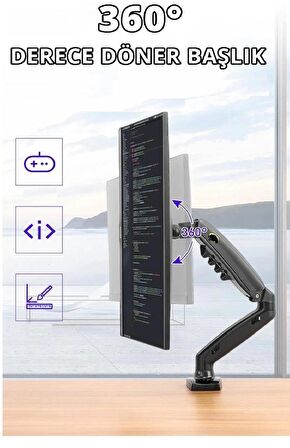 Tayfun 18'' inç  Lcd Led Monitör Masa Üstü  Full Hareketli Askı Aparatı