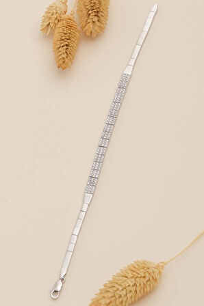 Kadın Gümüş Bileklik - Sedef Zirkon Taşlı Kadın Bileklik